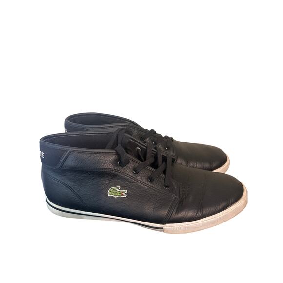 LACOSTE \'Ampthill LCR\' Mens Size 12 US Shoes Black Leather Red & White Sole L1 main image 6